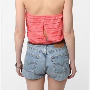 Urban Outfitters Eyelet Peach Strapless Crop Top